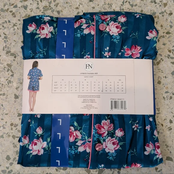 NWT Flora Nikrooz Blue Floral Pajama Set - Picture 3 of 4